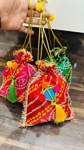 Kite Potli Bags with Fancy Rajasthani Couple Dolls Hand Work Potli Handbag, Lohri/Sankranti Favor, Return Gifts